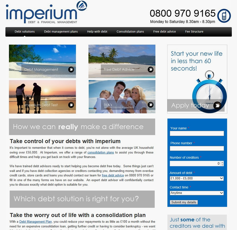 Imperium Debt Solutions Web Design Project