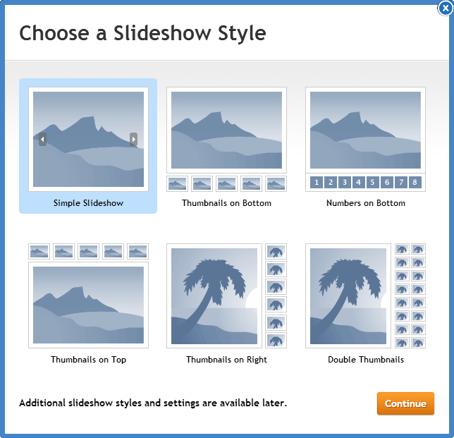 Choosing a slideshow style